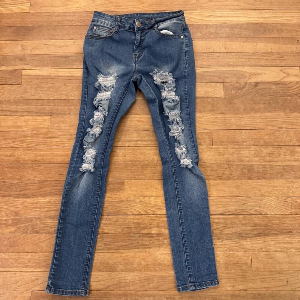 BOB Jeans Women's Blue Distressed Skinny Jeans - Size 7/8
 b87